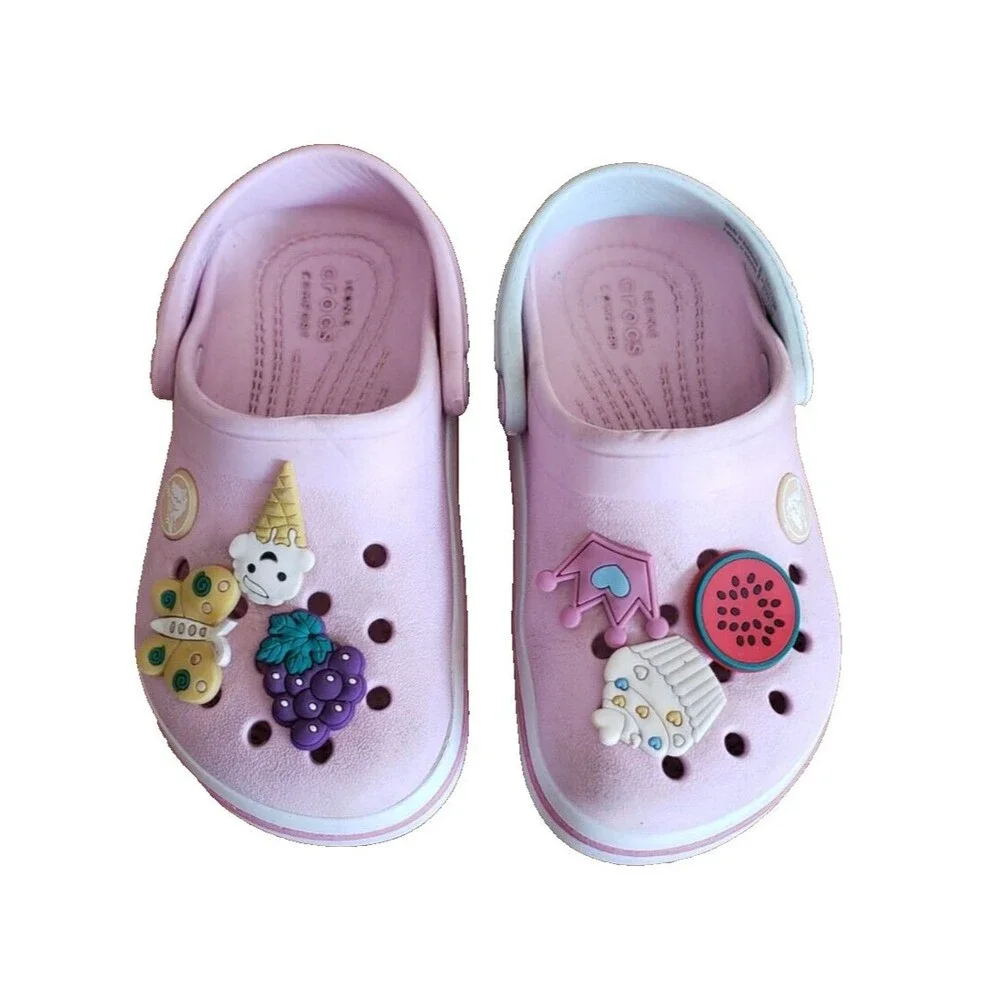 Crocs Toddler Size 9 (C9) Blue Red White Crocband Clogs Sandals Shoes Slip On